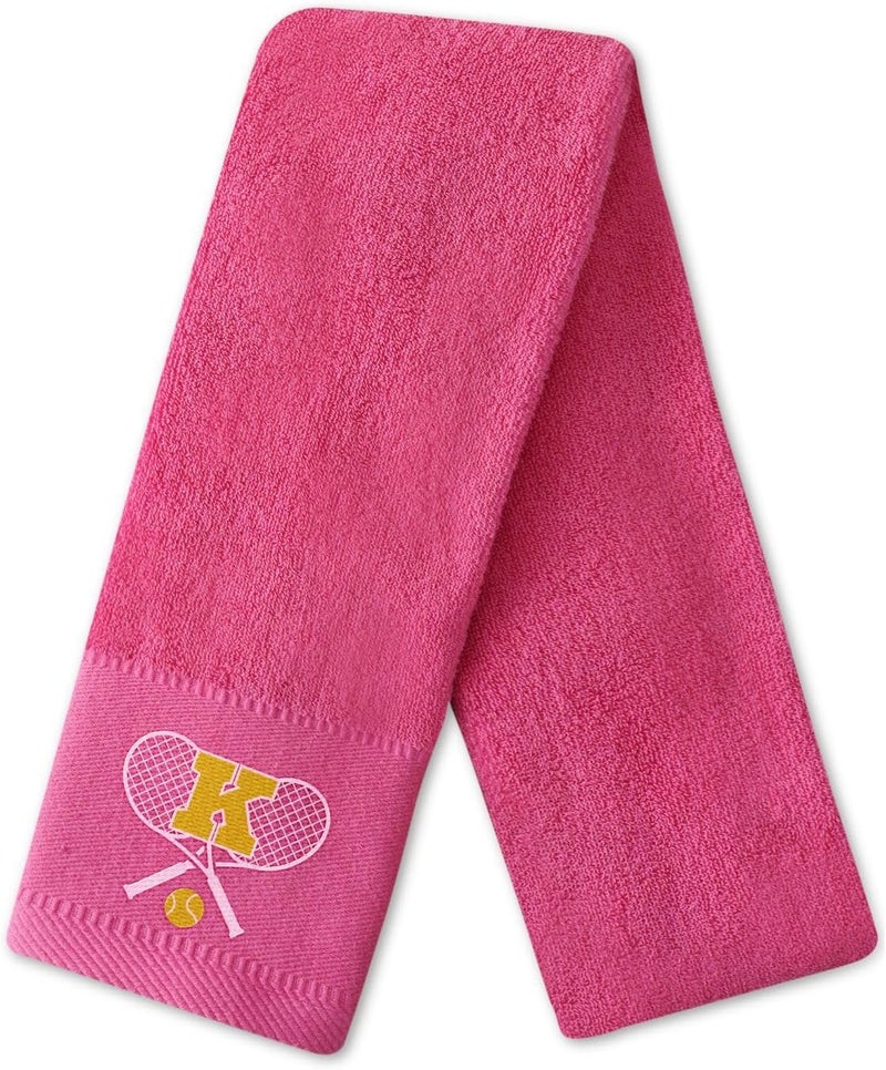 CybGene Embroidered Tennis Towel, Funny Tennis Gift for Men, Women & Tennis Lovers, Soft & Absorbent, Hot Pink - Image 1